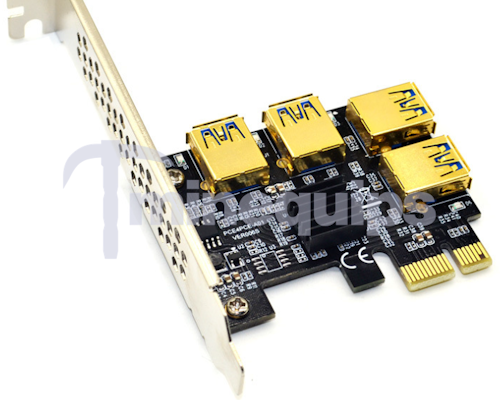 Minequips - Adapter, Pcie 1x till 4 PCI-E USB