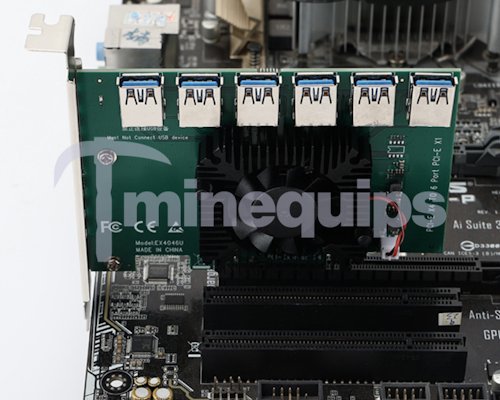 Minequips - Adapter, Pcie 4x till 6st PCI-E 1x USB