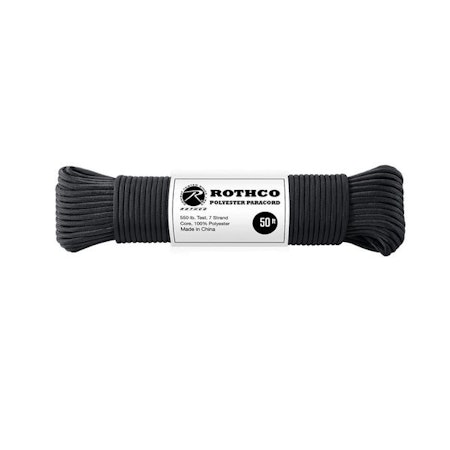 ROTHCO 550lb Polyester Paracord 50ft - Black