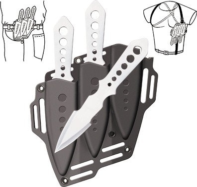 United Cutlery Shoulder Harness Throwing Knife Triple Set with Sheath