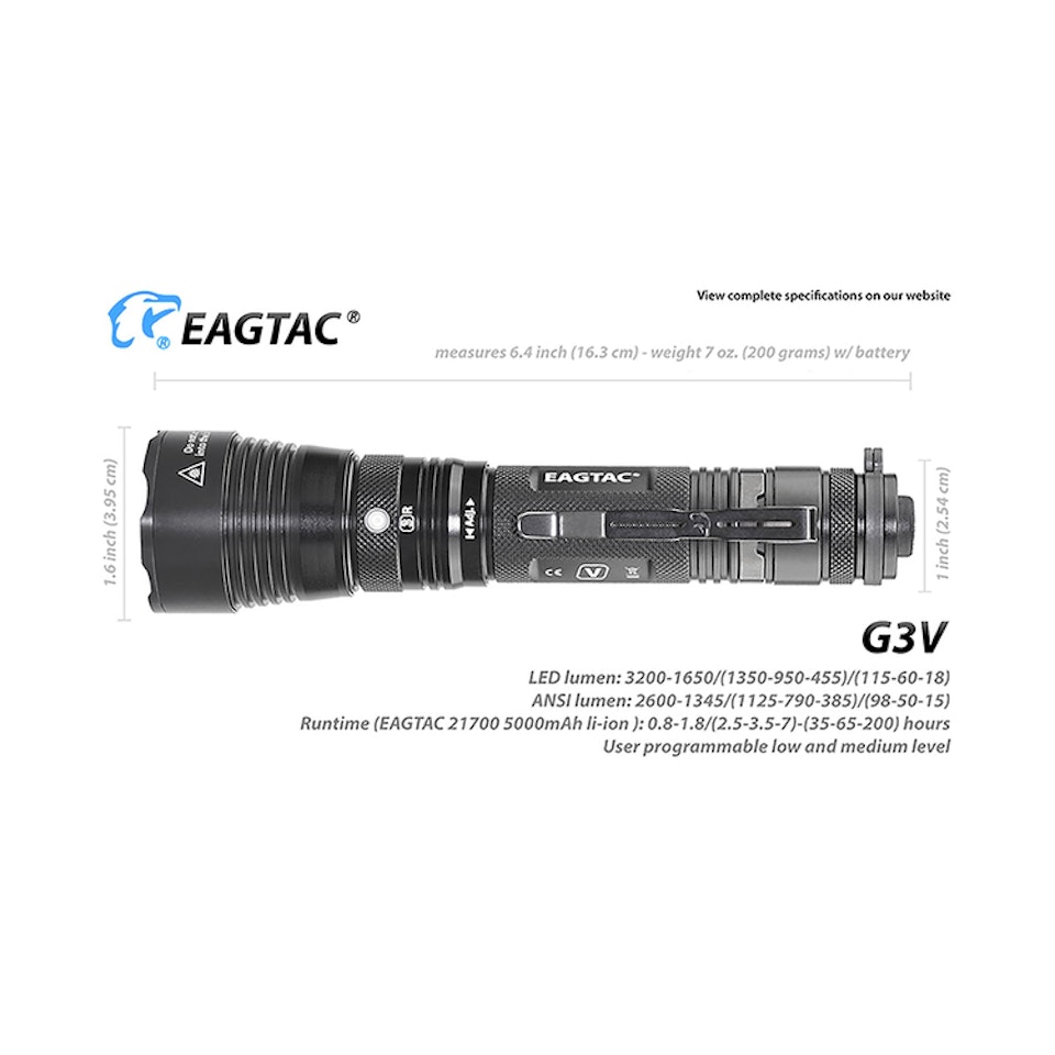 EAGTAC G3V Pro XHP70.2 LED 3200 Lumen