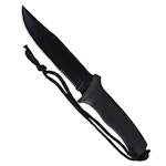 MIL-TEC by STURM BLACK COMBAT KNIFE WITH RUBBER HANDLE