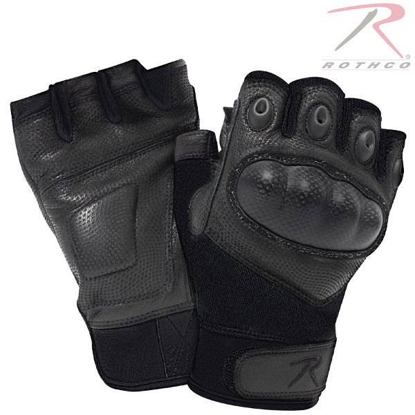 ROTHCO Fingerless Cut and Fire Resistant Carbon Hard Knuckle Gloves - Black
