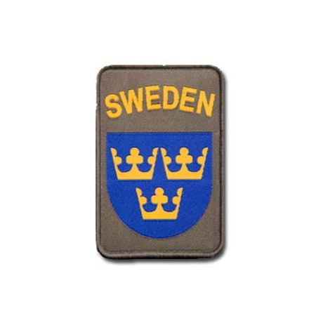 Svensk militär tygmärke med kardborre SWEDEN 9,5 x 6,5 cm