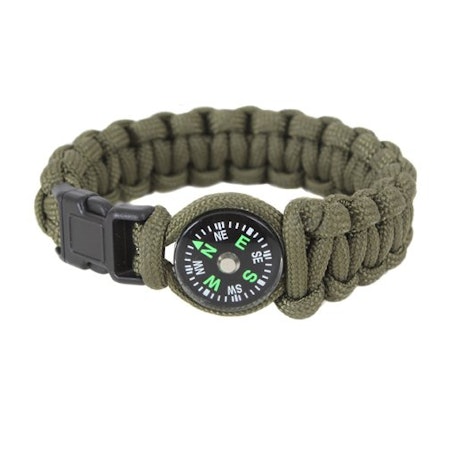 ROTHCO Paracord armband med kompass - Olivgrön