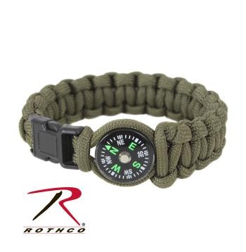 ROTHCO Paracord armband med kompass - Olivgrön