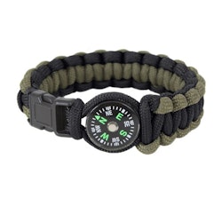 ROTHCO Paracord armband med kompass - Svart / Olivgrön