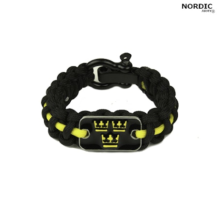 Nordic Army® Royal Crown Paracord armband - Svart/Gul