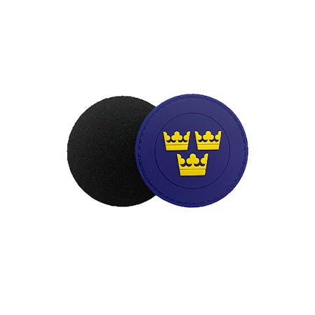 Gummi Märke med Tre Kronor Rund - Blå/Gul