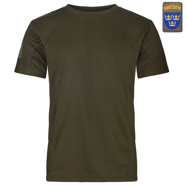 Nordic Army® Quick Dry T-Shirt - Militärgrön - Nationsmärke
