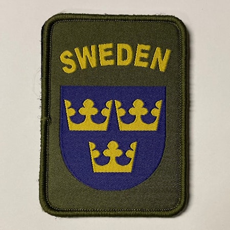 Svensk militär tygmärke med kardborre SWEDEN 8,5 x 6,0 cm