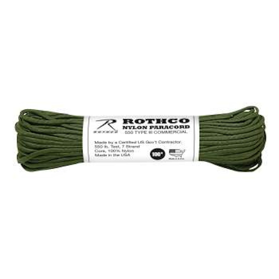 ROTHCO 550lb Polyester Paracord 100ft - Olive Drab (OD)