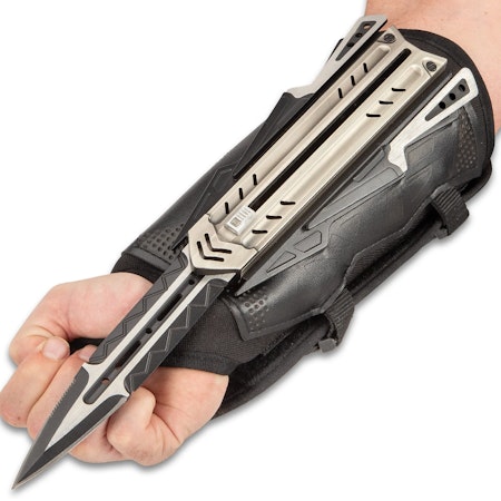 The Enforcer Tactical Gauntlet with Hidden Blade - Steel OTF Dagger