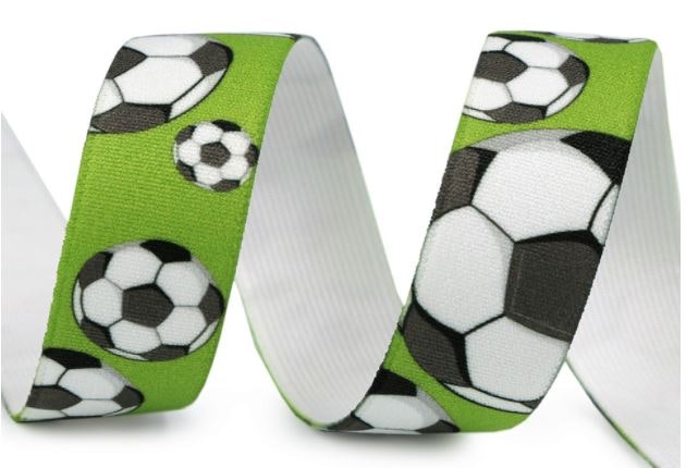 Resårband 25mm - Fotboll Grön