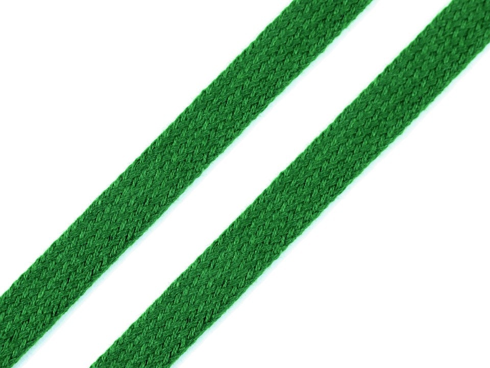 Platt 12mm bomullssnöre, grön