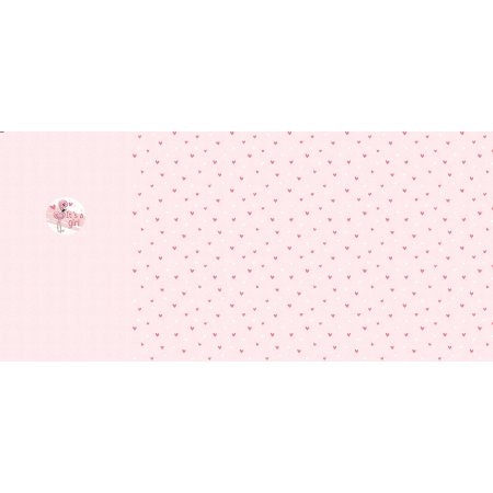 Paneltyg "Det är en flicka" rosa melerat