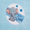Paneltyg "Det är en pojke" elefant, ljusblå melerat