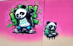 Panel Panda, med två motiv, cerise jogging