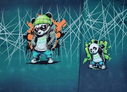 Panel Panda, med två motiv, grön jogging