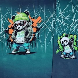 Panel Panda, med två motiv, grön jogging