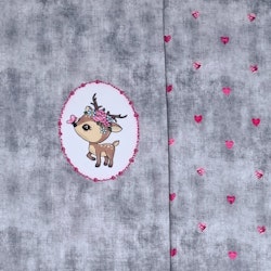Panel, babyrådjur med glitterhjärta, jersey