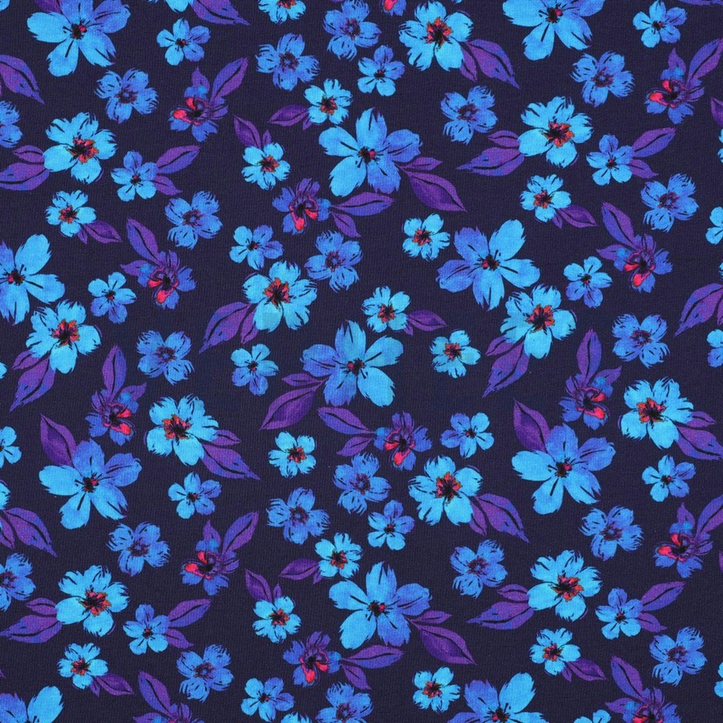 Blå blommor på blå botten