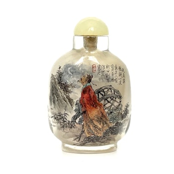Antik Kinesisk snusflaska Insides målning, signerad