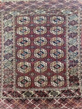 Handknuten mattan Tekke Bokhara, 1800-talet