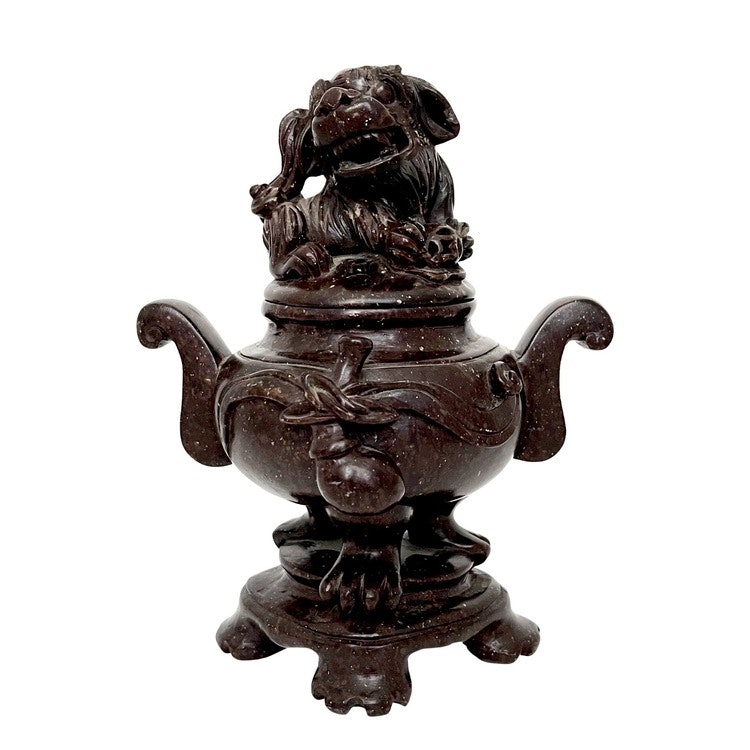 Antik hand skuret sten, Kinesisk Rökelsekar, Qing dynastin (1644-1912)
