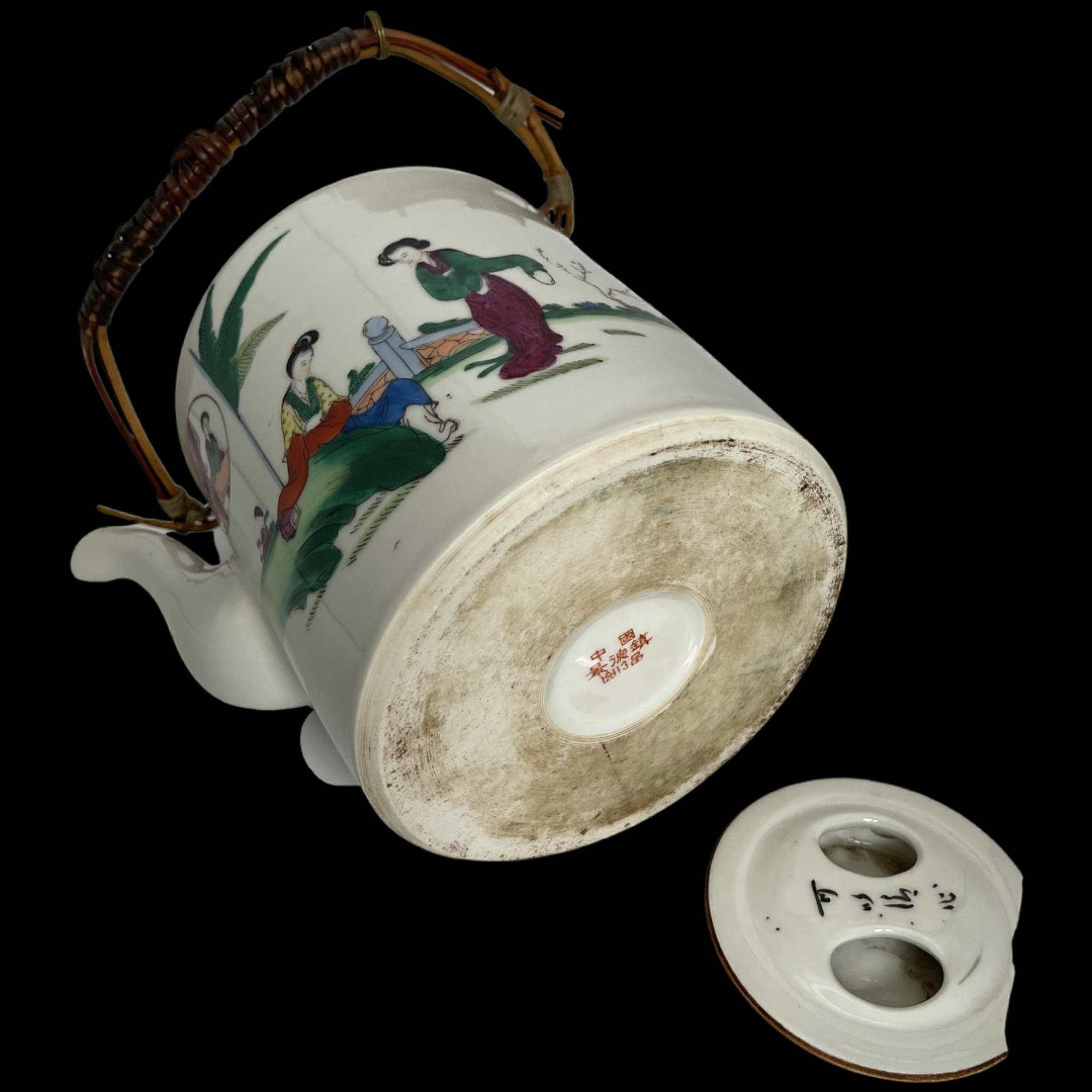 Antike chinesische Porzellan Teekanne - Tigris Antiquitäten & Kunst