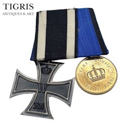 Ordensrippe mit zwei Orden Eisernes Kreuz 1914, Treue Dienste bei der Fahne