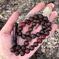 Gammal naturlig baltisk bärnsten radband, 65 gram