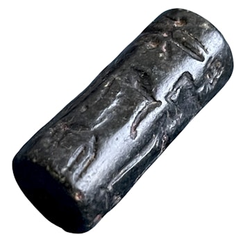 Mesopotamisk 3000-2700 f.Kr. cylinder seal, svart sten