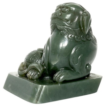 Qing dynastin (1644-1912) kinesisk bixie grön Jade