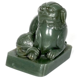 Qing dynastin (1644-1912) kinesisk bixie grön Jade