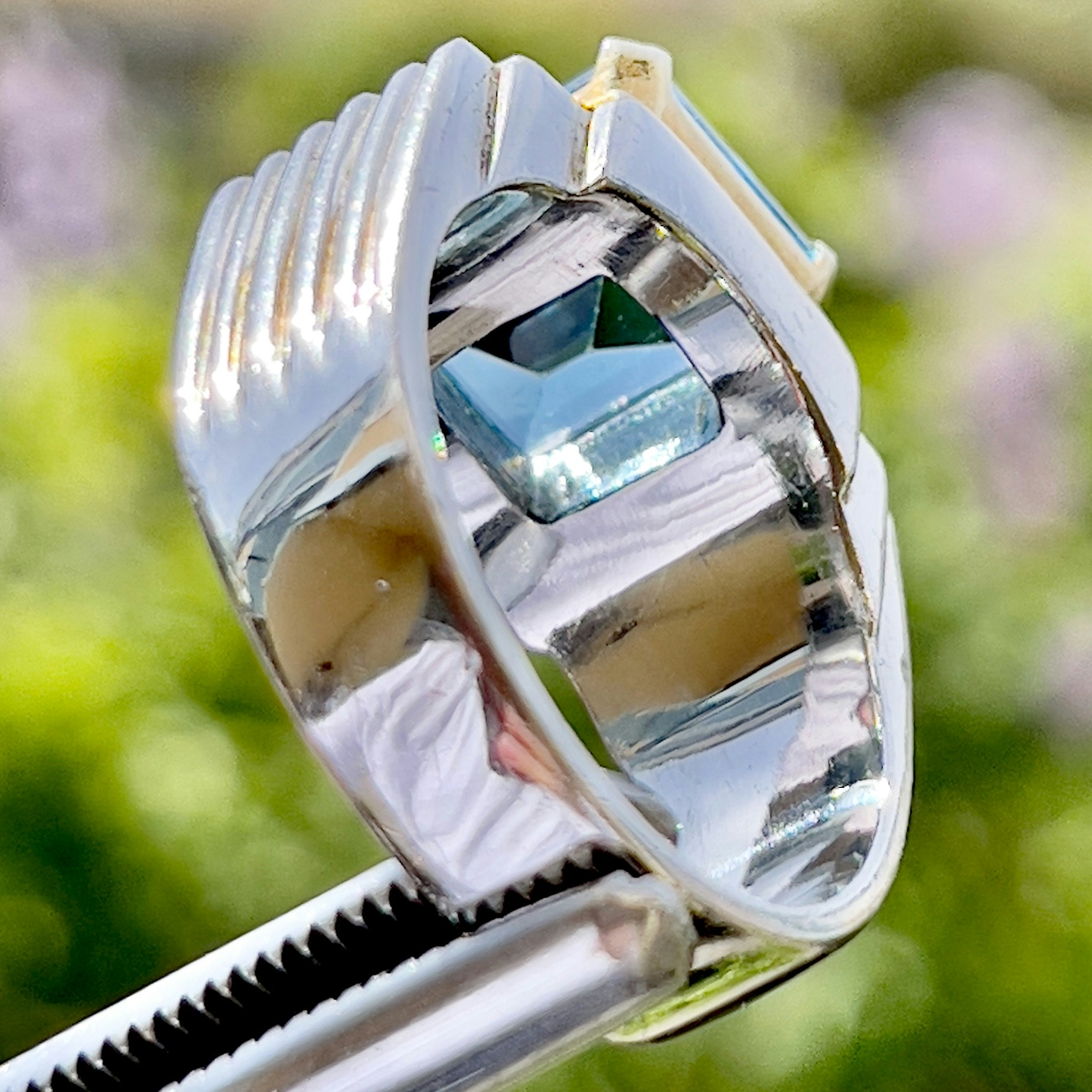 6,75 Karat naturlig blå Topaz, silverring med certifikat