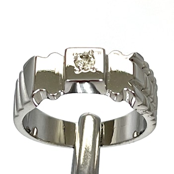 0,13 Karat naturlig obehandlad Diamant, handgjord silverring med certifikat