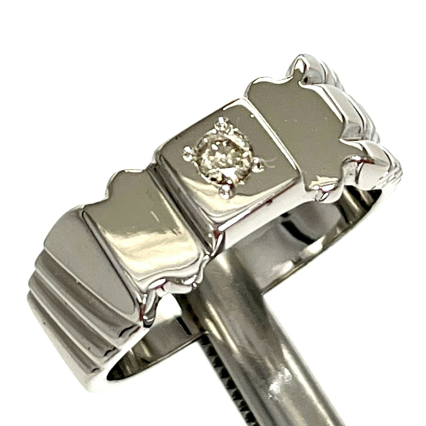 0,13 Karat naturlig obehandlad Diamant, handgjord silverring med certifikat