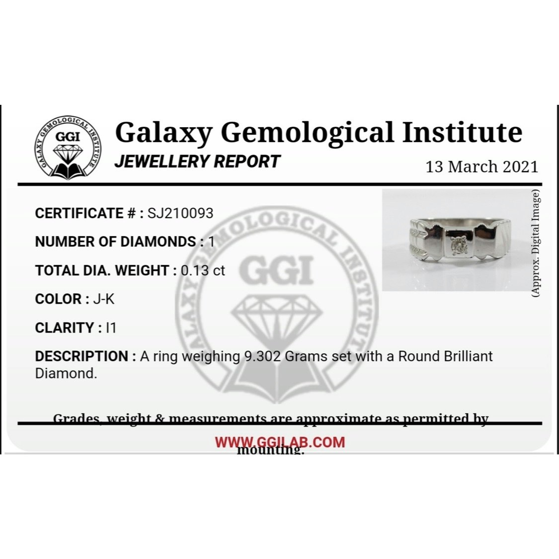 0,13 Karat naturlig obehandlad Diamant, handgjord silverring med certifikat