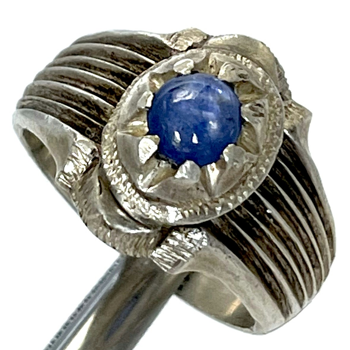 1,25 karat, naturlig blå safir, silverring med certifikat