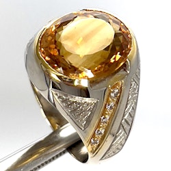 10,25 karat naturlig obehandlad Citrin, handgjord Silverring med certifikat