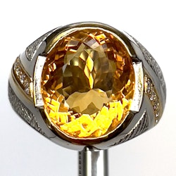 10,25 karat naturlig obehandlad Citrin, handgjord Silverring med certifikat
