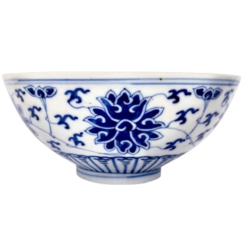 Guangxu märke och period (1875-1908) Blåvit lotus kinesisk skål