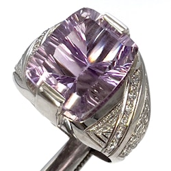 11,00 Karat naturlig Ametist, silverring med certifikat