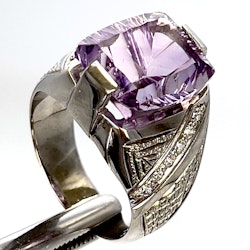 11,00 Karat naturlig Ametist, silverring med certifikat