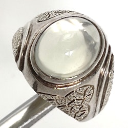 7,50 Karat naturlig obehandlad Månsten, handgjord silverring med certifikat