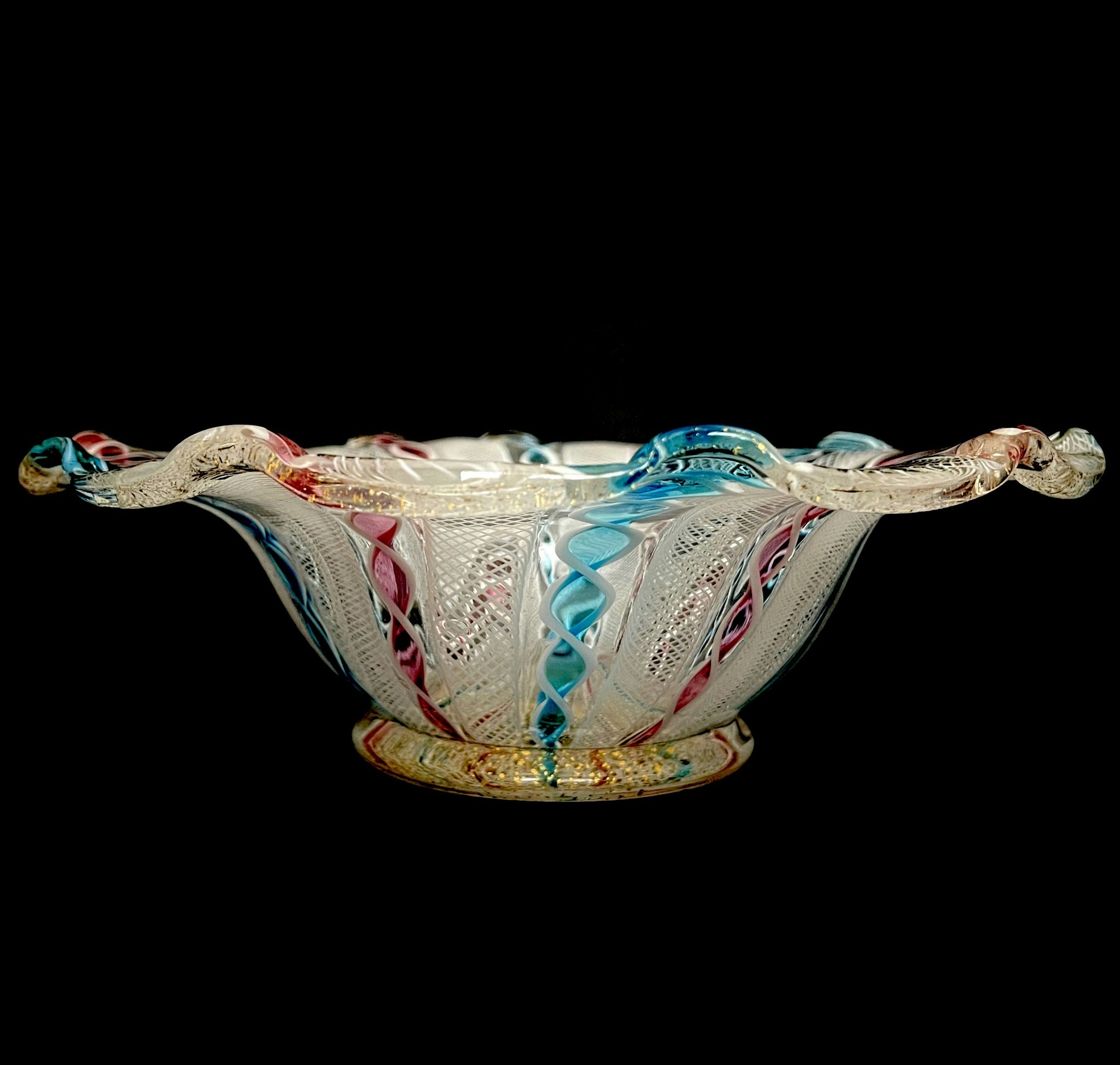 Antique Paolo Venini Murano large bowl on foot, Italy - Tigris Antiques  &amp; Art