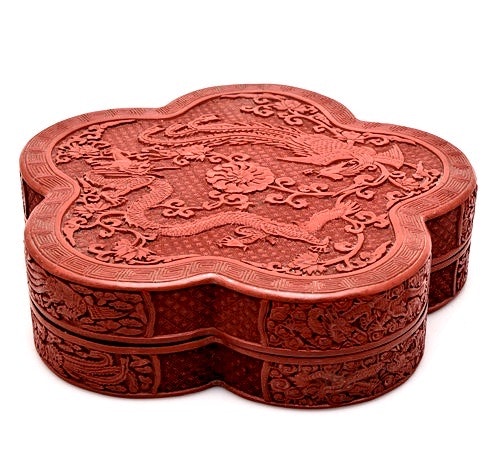 Kina Republik (1912–1949) hand skuren lackarbete ask med lock