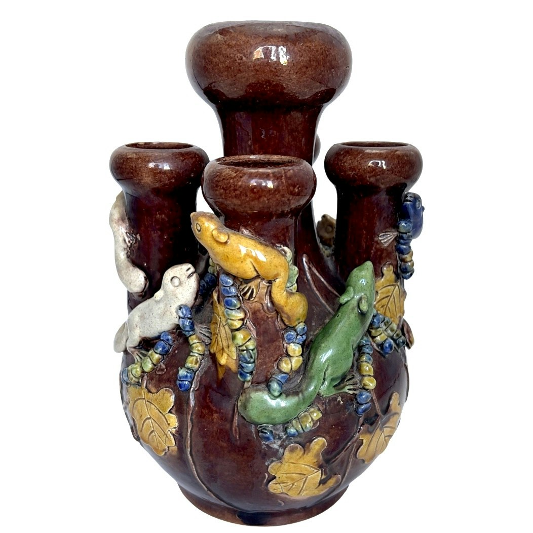Dinastia Qing (1644 -1912) Vaso cinese a tulipano in ceramica