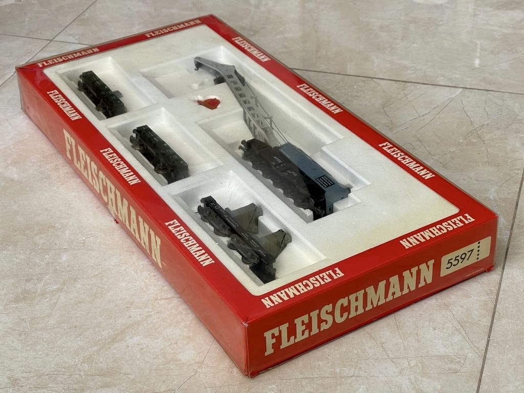 Fleischmann HO 5597 scale Goods wagon Crane wagon set